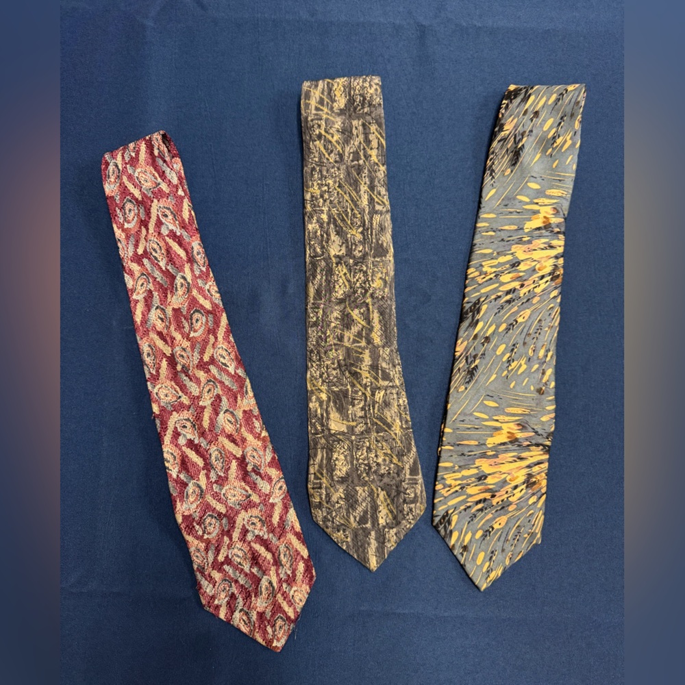Elegant Men's Tie Set - Red, Gray, Yellow